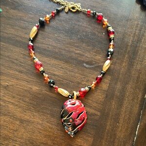 Chicos red, black & gold Beaded Necklace
